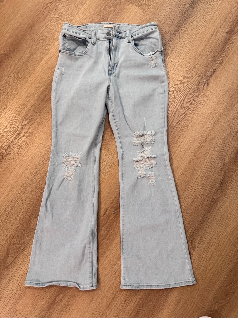 Levi's Light Blue Distressed Flare Jeans